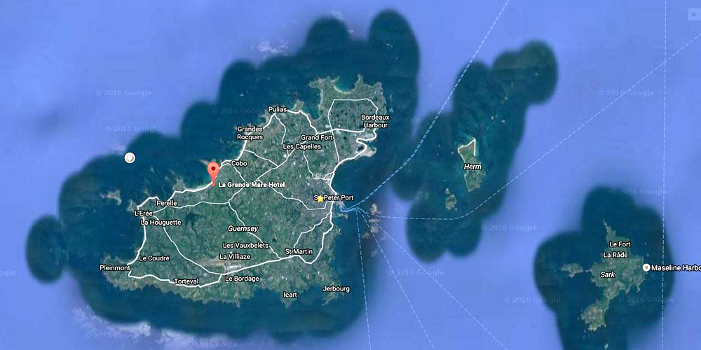 Location map Vazon Bay Guernsey.